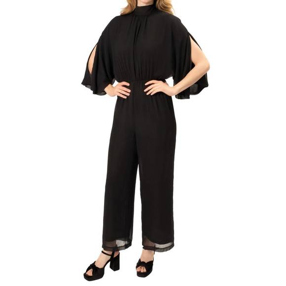 NEW AREA STARS rosalie crew neck jumpsuit in black - Picture 1 of 3
